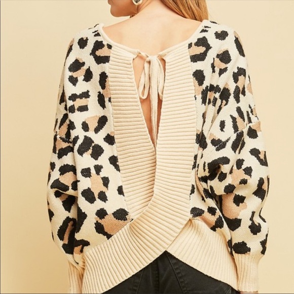 LAST!Open back leopard Sweater - Picture 3 of 3